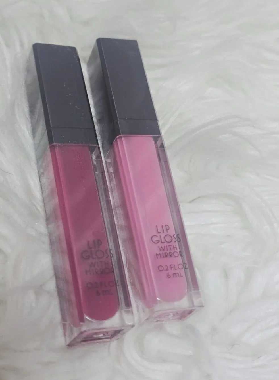 Fantasia Glass-Like Lip Gloss with Mirror Set of 2 Mauve and Pink
